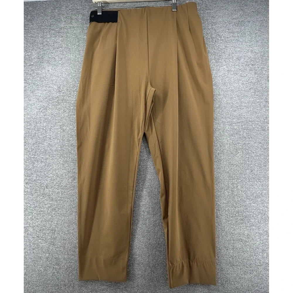 Aday Pleated Pants Women Size XL Brown Stretch Pull On Casual - Picture 1 of 11